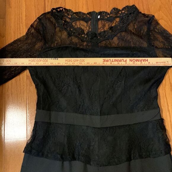 Size extra large black jumpsuit with lace/embroidery top and sleeves. - Picture 8 of 9